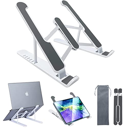 Heartbeats Laptop Stand, Laptop Riser with Adjustable Ergonomic Design, 6 Angles Anti-Slip Portable Computer Stand, Foldable Laptop Holder Compatible with 10-15.6 inch Laptops (White)
