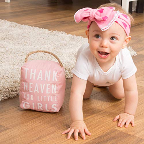 Pavilion Gift Company Open Thank Heaven for Little Girls Pink Door Stopper Baby Room Decoration