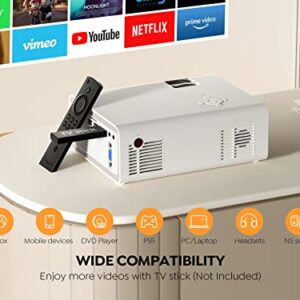 Projector with WiFi and Bluetooth, 9000L Portable Movie Projector 5G WiFi 1080P 4K Support, YABER V5 Mini Home Theater Projector with Tripod and Bag Compatible with Phone HDMI PC TV Stick