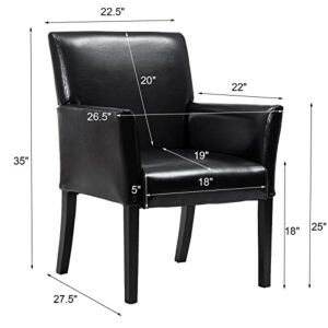 Giantex Leather Reception Guest Chairs Set of 2 W/Padded Seat and Arms Ergonomic Mid-Back Office Executive Side Chair for Meeting Waiting Room Conference Office Guest Chairs, Black
