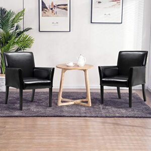 Giantex Leather Reception Guest Chairs Set of 2 W/Padded Seat and Arms Ergonomic Mid-Back Office Executive Side Chair for Meeting Waiting Room Conference Office Guest Chairs, Black