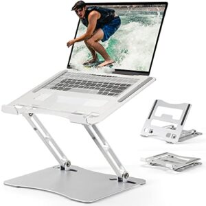 laptop stand，foldable height lift laptop stand,heat dissipation,ergonomic design,compatible with macbook air/pro dell hp xps lenovo chromebook ipad all laptops 10-17”,silver,f1-2