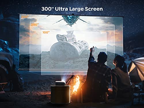 Projector with WiFi and Bluetooth, 4K Support Native 1080P Outdoor Projector YABER V8 15000 Lumens 450 ANSI 300" Display, 4P 4D Keystone&Zoom Portable Movie Projector for HDMI VGA USB iOS Android
