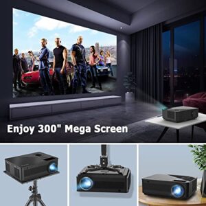Native 1080P WiFi Projector - Outdoor Movie Projector, FANGOR Bluetooth Projector 4K-Supported Video Projector, Compatible with Phones, Laptops, DVD, HDMI, USB