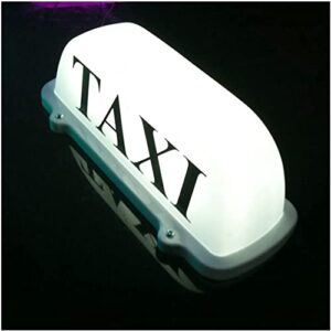 DRFLYSD USB Rechargeable Battery Taxi Top Light Roof Taxi Sign with Magnetic Base Waterproof Taxi Dome Light, White