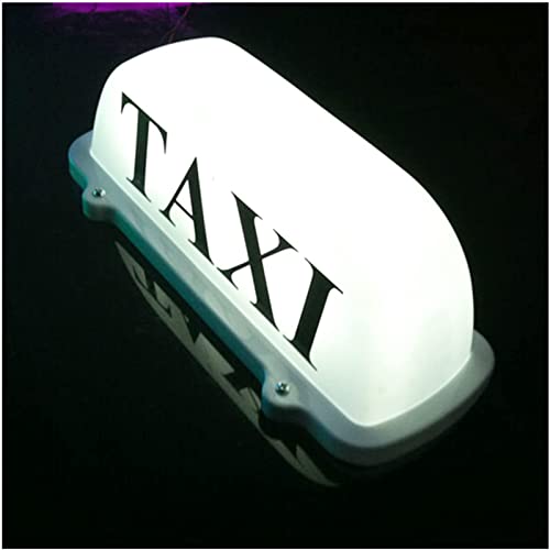 DRFLYSD USB Rechargeable Battery Taxi Top Light Roof Taxi Sign with Magnetic Base Waterproof Taxi Dome Light, White