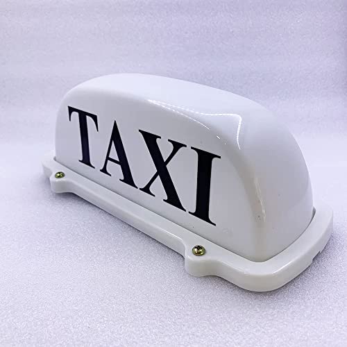 DRFLYSD USB Rechargeable Battery Taxi Top Light Roof Taxi Sign with Magnetic Base Waterproof Taxi Dome Light, White