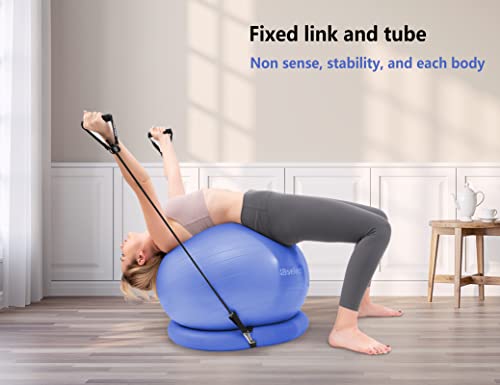 HBselect Exercise Ball Chair &Anti-Slip Stability Base & Resistance Bands, Extra Thick Anti Burst Swiss Gym Ball for Yoga, Pilates, Birthing Pregnancy