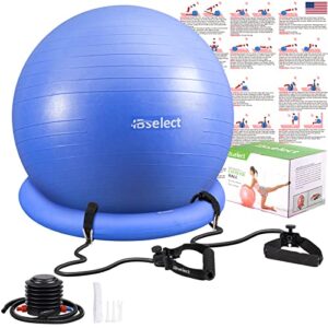 hbselect exercise ball chair &anti-slip stability base & resistance bands, extra thick anti burst swiss gym ball for yoga, pilates, birthing pregnancy