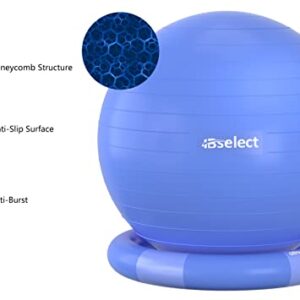 HBselect Exercise Ball Chair &Anti-Slip Stability Base & Resistance Bands, Extra Thick Anti Burst Swiss Gym Ball for Yoga, Pilates, Birthing Pregnancy