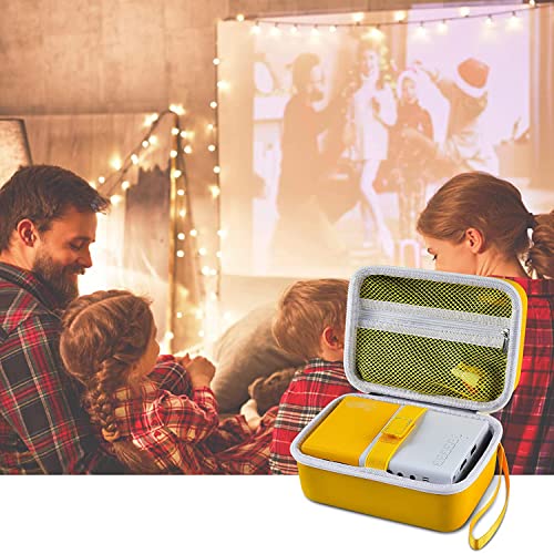 Case Compatible with PVO/ for Meer YG 300 1080P HD Outdoor Movie Mini Projectors, Portable LED Pico Video Projector Hard Travel Carrying Small Bags(Box Only)-Yellow