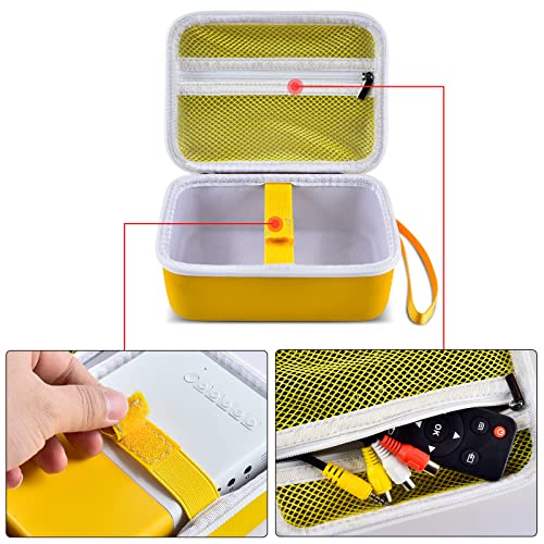 Case Compatible with PVO/ for Meer YG 300 1080P HD Outdoor Movie Mini Projectors, Portable LED Pico Video Projector Hard Travel Carrying Small Bags(Box Only)-Yellow