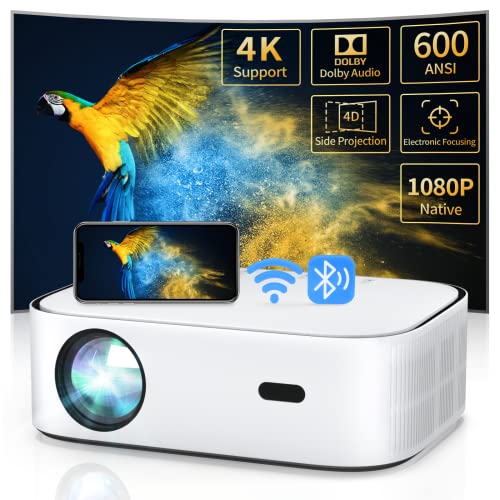 5G WiFi Bluetooth Home Projector, Toperson Native 1080P 600 ANSI 4K Supported Max 300" with 4P/4D Keystone Correction Video Projector for iPhone Android Smartphone, TV Stick, HDMI, Laptop, Tablet