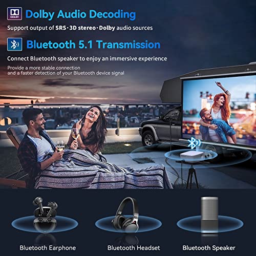 5G WiFi Bluetooth Home Projector, Toperson Native 1080P 600 ANSI 4K Supported Max 300" with 4P/4D Keystone Correction Video Projector for iPhone Android Smartphone, TV Stick, HDMI, Laptop, Tablet