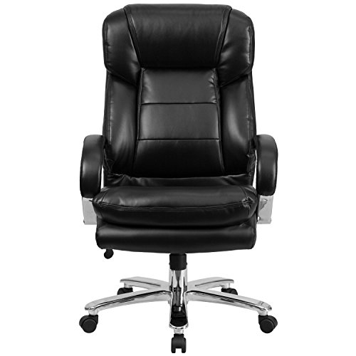 Flash Furniture Big & Tall Office Chair | Black Leather Swivel Executive Desk Chair with Wheels