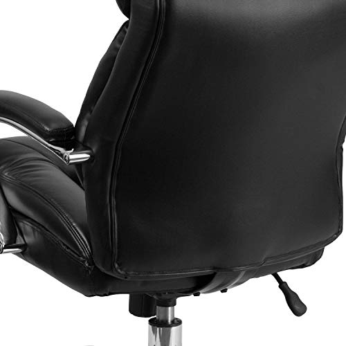 Flash Furniture Big & Tall Office Chair | Black Leather Swivel Executive Desk Chair with Wheels