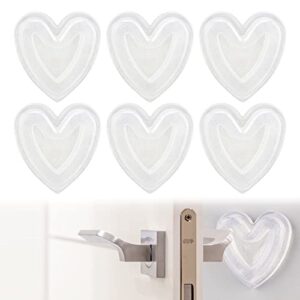 door stoppers wall protector, 6pcs reusable door bumper with self strong adhesive, wall shield & silencer cute clear heart-shaped design, quiet shock absorbent, wall protectors from door knobs