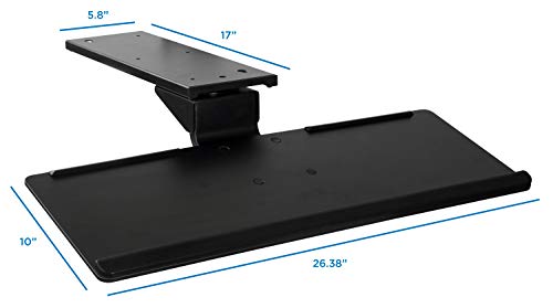 Mount-It! Under Desk Keyboard Tray and Mouse Platform, Ergonomic Computer Keyboard Drawer with Gel Wrist Pad, 17 inch Space Saving Track, Black (MI-7138)