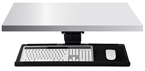 Mount-It! Under Desk Keyboard Tray and Mouse Platform, Ergonomic Computer Keyboard Drawer with Gel Wrist Pad, 17 inch Space Saving Track, Black (MI-7138)