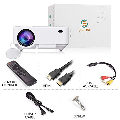 Mini Projector, 3Stone Upgraded Portable LCD Video Projector with 1080P Supported and Built-in Speakers, Multimedia Home Theater Small Projector Compatible with HDMI, USB, AV, DVD, VGA, Laptop