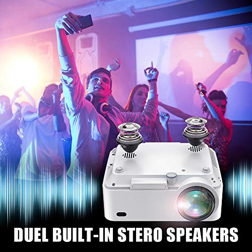 Mini Projector, 3Stone Upgraded Portable LCD Video Projector with 1080P Supported and Built-in Speakers, Multimedia Home Theater Small Projector Compatible with HDMI, USB, AV, DVD, VGA, Laptop