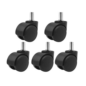 yiovvom office chair caster wheel 2 inch 11mm universal standard size replacement rubber computer gaming chair casters(set of 5) and carpet- heavy duty caster support up to 750bls, (black)