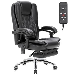 mellcom executive 3d massage chair with lumbar support high back, massage office chair for office study, ergonomic computer chair with kneading and vibration,black