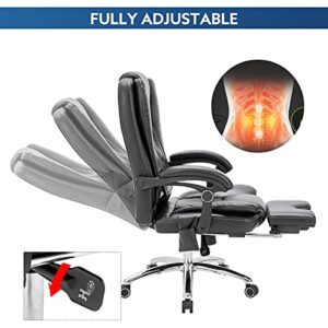 MELLCOM Executive 3D Massage Chair with Lumbar Support High Back, Massage Office Chair for Office Study, Ergonomic Computer Chair with Kneading and Vibration,Black