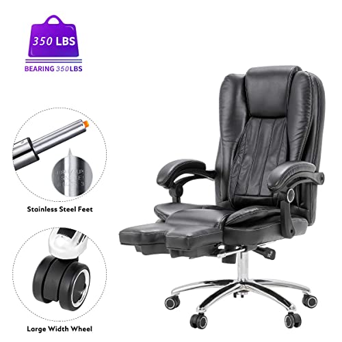 MELLCOM Executive 3D Massage Chair with Lumbar Support High Back, Massage Office Chair for Office Study, Ergonomic Computer Chair with Kneading and Vibration,Black