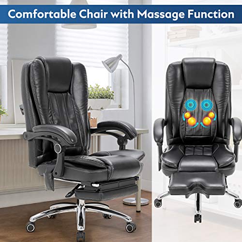 MELLCOM Executive 3D Massage Chair with Lumbar Support High Back, Massage Office Chair for Office Study, Ergonomic Computer Chair with Kneading and Vibration,Black