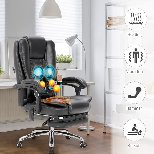 MELLCOM Executive 3D Massage Chair with Lumbar Support High Back, Massage Office Chair for Office Study, Ergonomic Computer Chair with Kneading and Vibration,Black