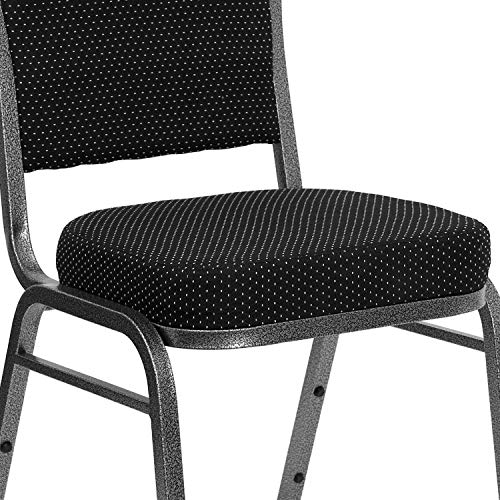 Flash Furniture HERCULES Series Crown Back Stacking Banquet Chair in Black Patterned Fabric - Silver Vein Frame