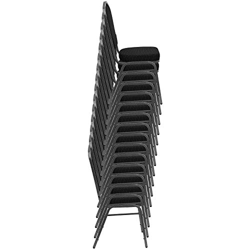 Flash Furniture HERCULES Series Crown Back Stacking Banquet Chair in Black Patterned Fabric - Silver Vein Frame