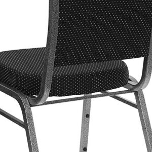 Flash Furniture HERCULES Series Crown Back Stacking Banquet Chair in Black Patterned Fabric - Silver Vein Frame