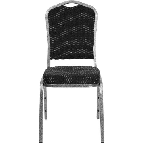 Flash Furniture HERCULES Series Crown Back Stacking Banquet Chair in Black Patterned Fabric - Silver Vein Frame