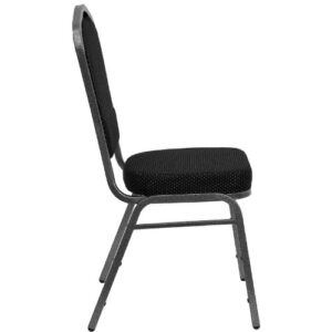 Flash Furniture HERCULES Series Crown Back Stacking Banquet Chair in Black Patterned Fabric - Silver Vein Frame