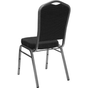 Flash Furniture HERCULES Series Crown Back Stacking Banquet Chair in Black Patterned Fabric - Silver Vein Frame