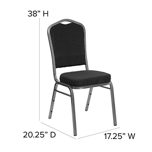 Flash Furniture HERCULES Series Crown Back Stacking Banquet Chair in Black Patterned Fabric - Silver Vein Frame