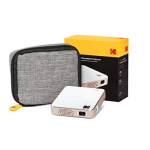 kodak ultra mini portable projector | hd led dlp rechargeable pico projector – 100” display – includes soft case