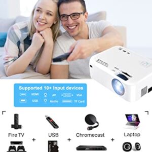 Mini Portable WiFi Projector 1080P-Supported for Outdoor - Native 720P Movie Projector Compatible w/ Smartphone, Laptop, DVD, with 100" Projector Screen for Home Entertainment, 60000 Hrs Lamp Lifetime
