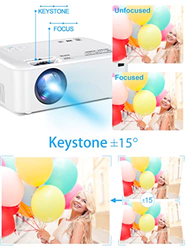 Mini Portable WiFi Projector 1080P-Supported for Outdoor - Native 720P Movie Projector Compatible w/ Smartphone, Laptop, DVD, with 100" Projector Screen for Home Entertainment, 60000 Hrs Lamp Lifetime
