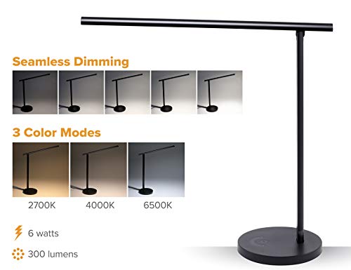 Bostitch Office VLED1826BLK-BOS Dimmable LED Desk Lamp with Adjustable Color Temperature, Black