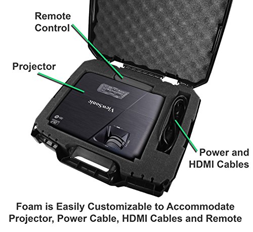 CASEMATIX Projector Travel Case Compatible with ViewSonic PA503S, PA503W, PA503X, PG703W, PG703 Projectors, HDMI Cable and Remote, Case Only