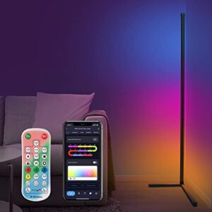 xuelili rgb corner floor lamp, wifi dimmable led floor lamp compatible with alexa and google assistant, creative diy/ music sync flowing light/ timing mood corner lamp for living room, bedroom, party