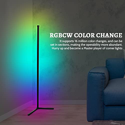 xuelili RGB Corner Floor Lamp, WiFi Dimmable LED Floor Lamp Compatible with Alexa and Google Assistant, Creative DIY/ Music Sync Flowing Light/ Timing Mood Corner Lamp for Living Room, Bedroom, Party