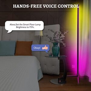 xuelili RGB Corner Floor Lamp, WiFi Dimmable LED Floor Lamp Compatible with Alexa and Google Assistant, Creative DIY/ Music Sync Flowing Light/ Timing Mood Corner Lamp for Living Room, Bedroom, Party