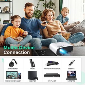 Mini Projector, ELEPHAS Portable Projector for iPhone, 7000L with Synchronize Smartphone Screen, Movie Projector with 1080P HD/200 Screen Support, Compatible with Android/iOS/TV Stick/HDMI/USB/SD