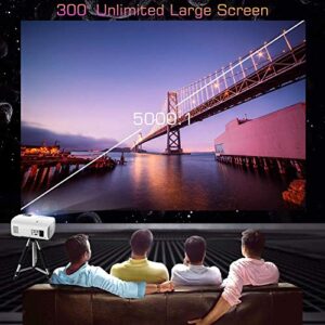 Projector, GooDee HD Video Projector Native 1920x1080P, Outdoor Movie Projector 9500L 300'' Touch Keys Home Theater Projector with 50000 Hrs Lamp Life, Support Fire TV Stick/PS4/HDMI/iOS /Android