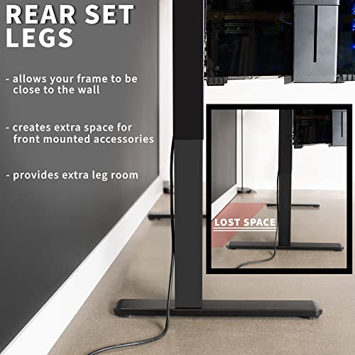 VIVO Electric Stand Up Desk Frame Workstation with Rear-Set Legs, Frame Only, Single Motor Ergonomic Standing Height Adjustable Base with Memory Controller, Black, DESK-100E-RB