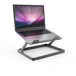 semir portable laptop stand, ergonomic notebook stand, adjustable holder riser, aluminum alloy foldable desk stand, compatible with macbook , dell , hp and more 10-15.6 “laptops and tablets (black)